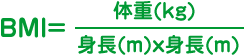 BMI=体重(kg)/ 身長(m)×身長(m)